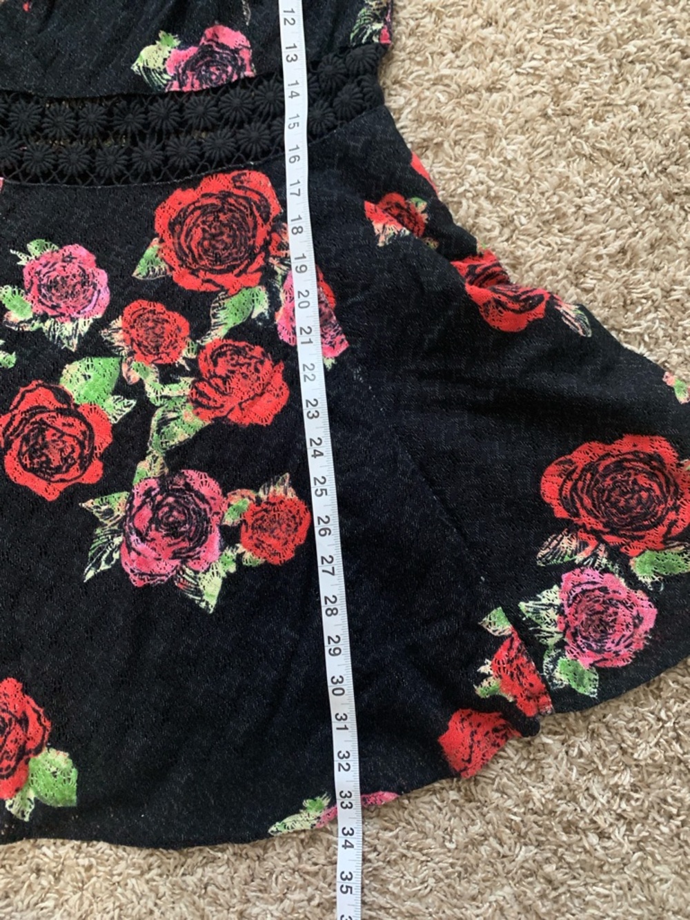 Free People Women’s Black Lace Rose Floral Mini Sleeveless Skater Dress Size 8 - Picture 8 of 12